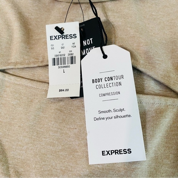 Express New Size L Tan Body Contour Compresssion Cozy Mock Neck Cutout Bodysuit‎ - Picture 8 of 11